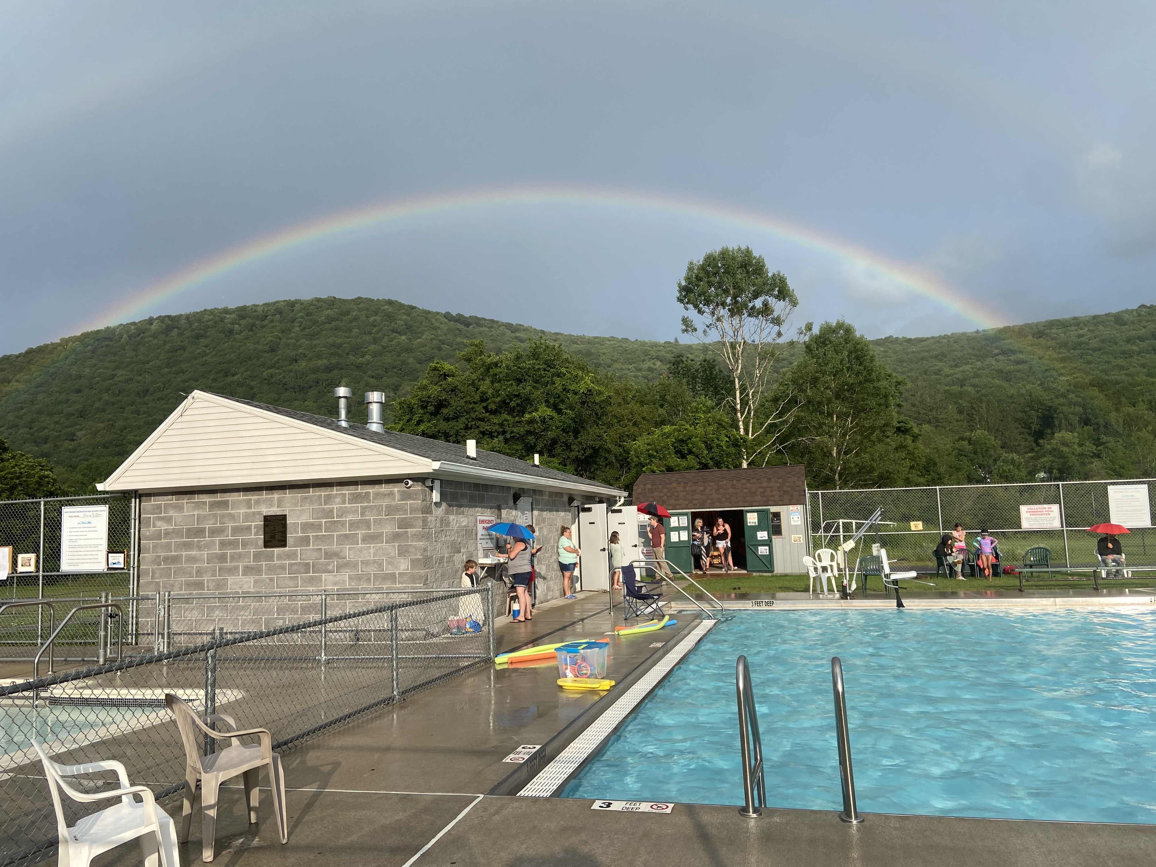 Rainbow at the Town of Delhi Pool